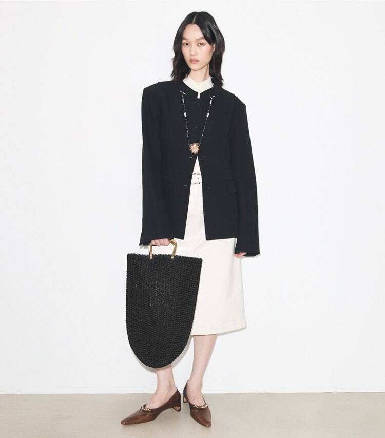 Tory Burch designer cabas Grand fourre-tout en crochet dans BLACK accessoire sur le modèle
