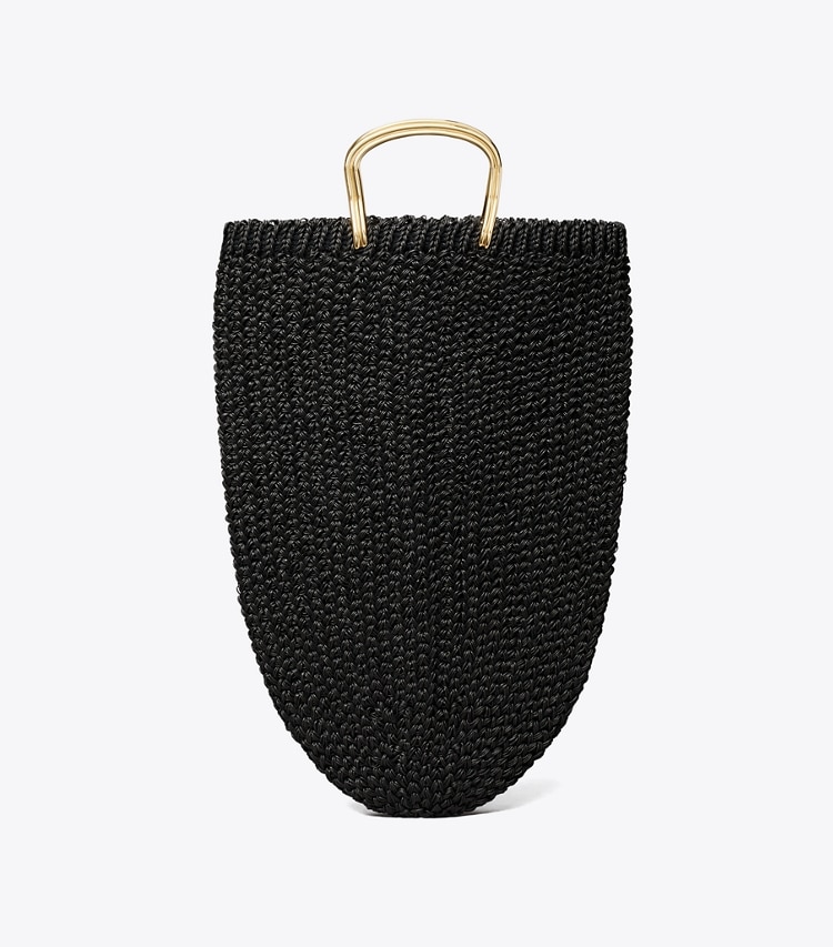 Tory Burch designer cabas Grand fourre-tout en crochet dans BLACK de face