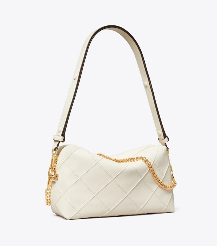 Tory Burch designer sacs à bandoulière Grand sac à bandoulière souple Fleming dans Light Cream angle