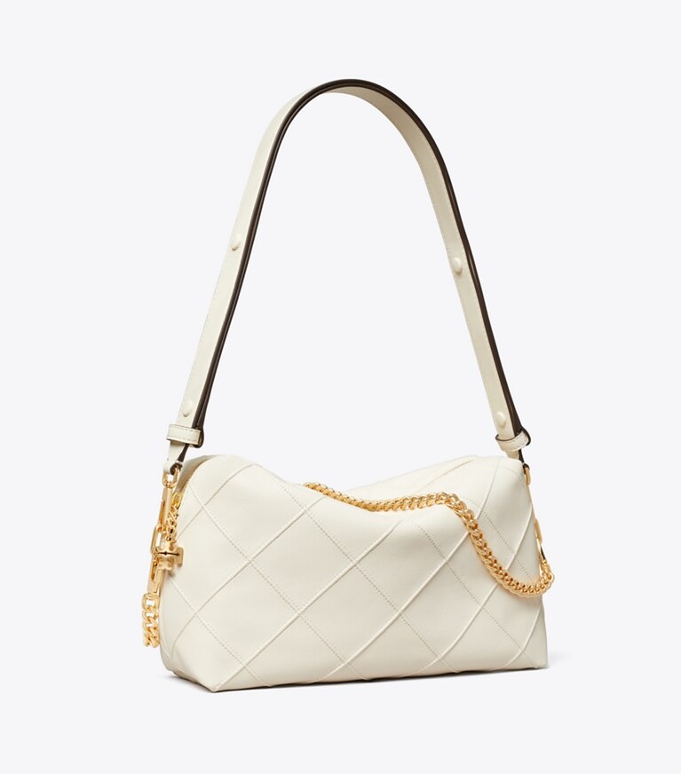 Tory Burch designer sacs à bandoulière Grand sac à bandoulière souple Fleming dans Light Cream angle