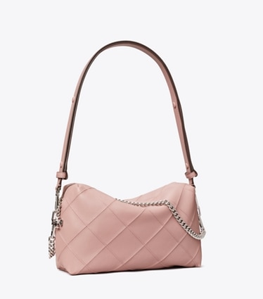Tory Burch designer sacs à bandoulière Grand sac à bandoulière souple Fleming dans Light Mauve angle