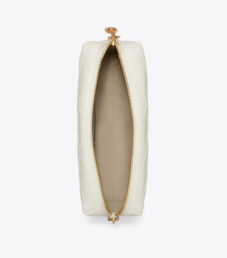Tory Burch designer sacs à bandoulière Grand sac à bandoulière souple Fleming dans Light Cream vue du dessus