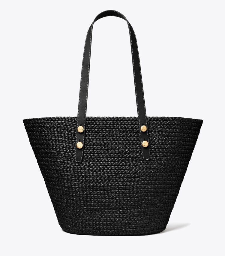 Tory Burch designer cabas Grand sac fourre-tout panier Romy dans Black de face