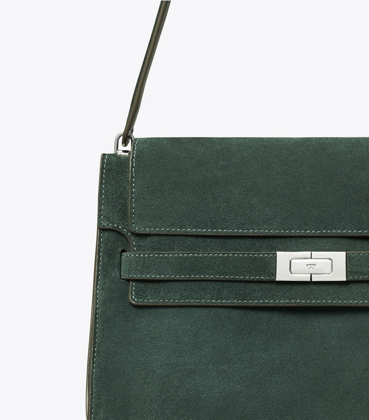 Tory Burch designer sacs porté épaule Grand sac porté épaule Lee Radziwill en daim in Warm Teal informations