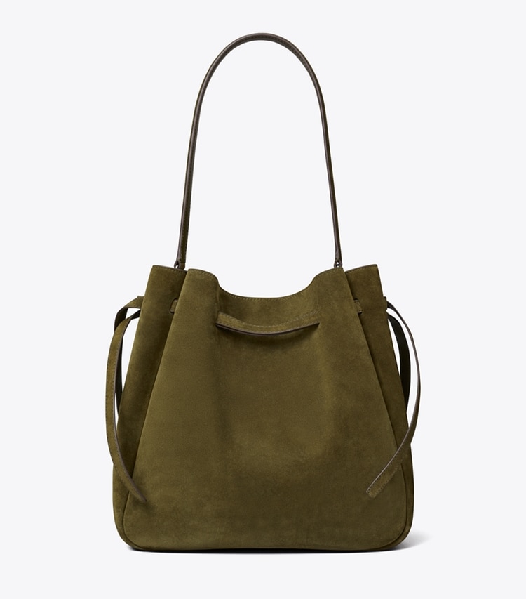 Tory Burch designer sacs porté épaule Grand sac seau Romy en suède dans Dark Olive retour