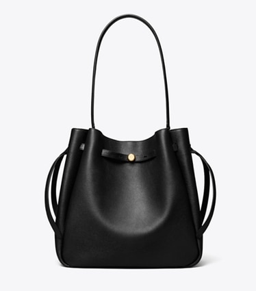 Tory Burch designer sacs porté épaule Grand sac seau Romy in Black front