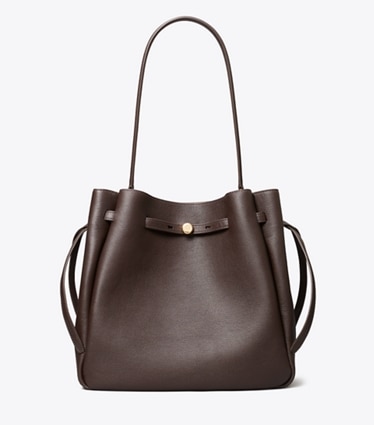 Tory Burch designer sacs porté épaule Grand sac seau Romy in Deep Brown front