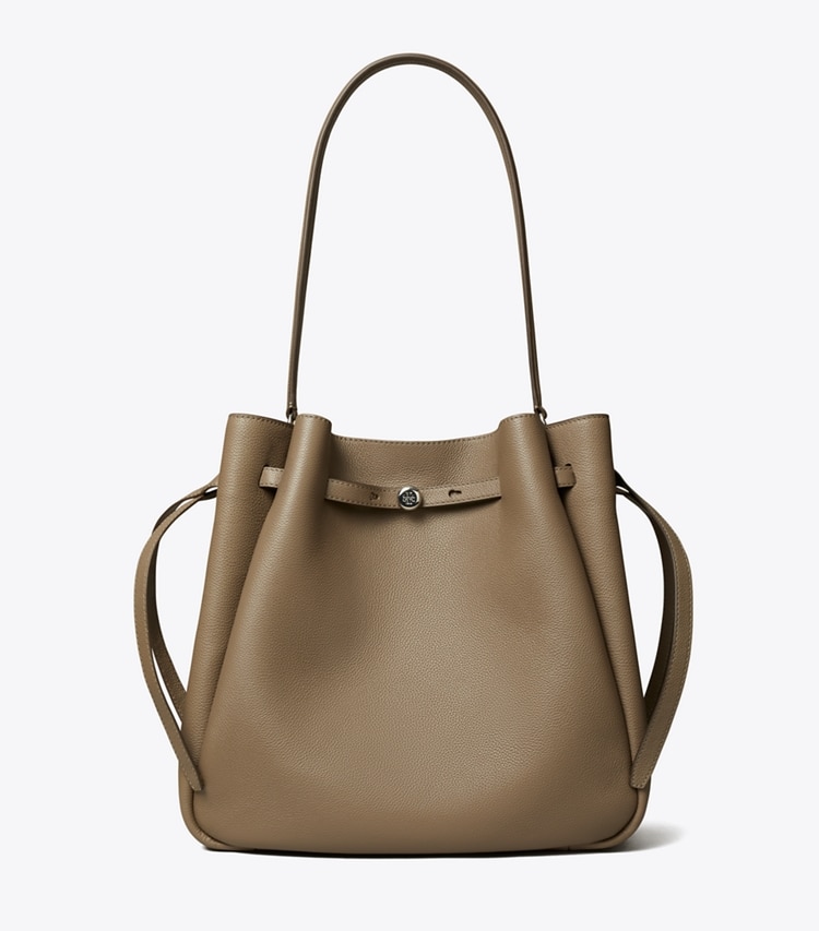 Tory Burch designer sacs porté épaule Grand sac seau Romy dans Wild Mushroom de face