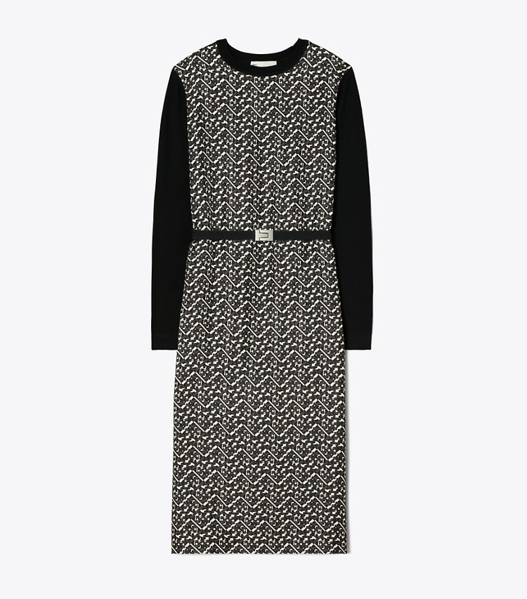 Tory Burch designer kleider Greer Pulloverkleid mit Vorderseite aus Seide in Black Prismatic T Monogram Small front