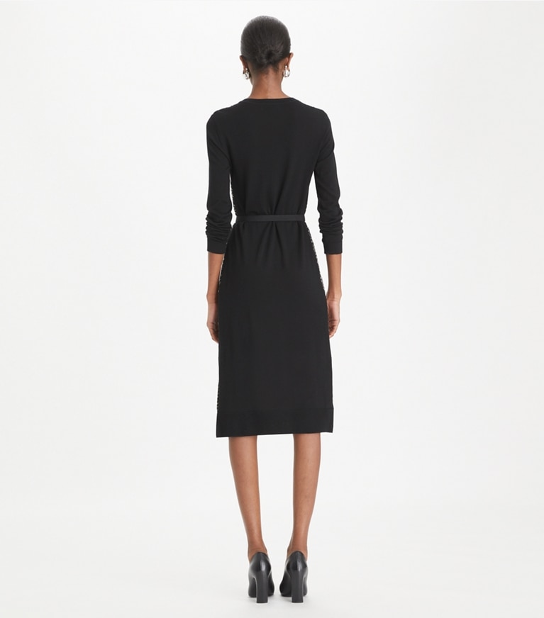 Tory Burch designer kleider Greer Pulloverkleid mit Vorderseite aus Seide in Black Prismatic T Monogram Small front