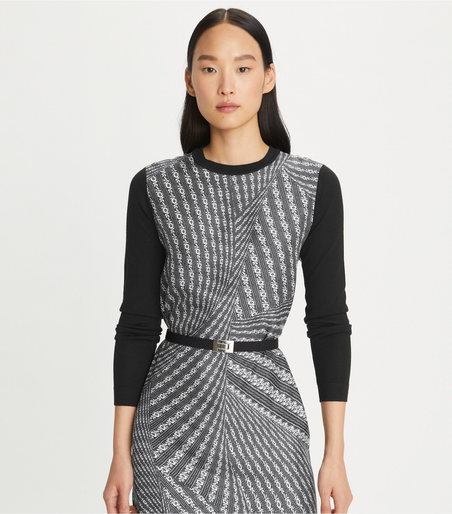 Greer Silk-Front Sweater Dress