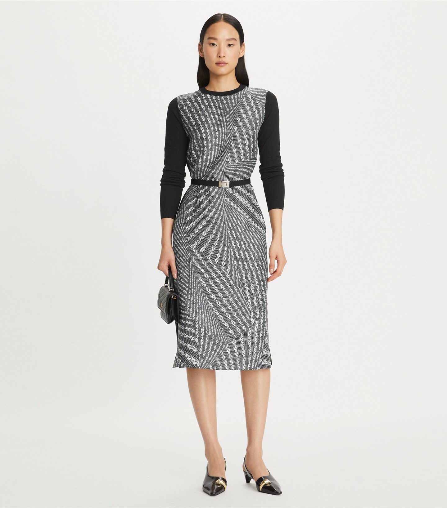 Greer Silk-Front Sweater Dress