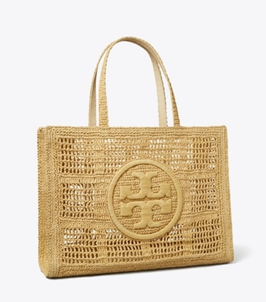 Tory Burch designer tote bags Große, handgehäkelte Ella Tote Bag in Natural angle