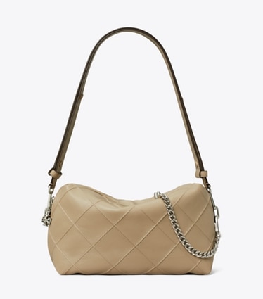 Tory Burch designer crossbody bags Große, weiche Fleming Crossbody Bag in Soft Cement front