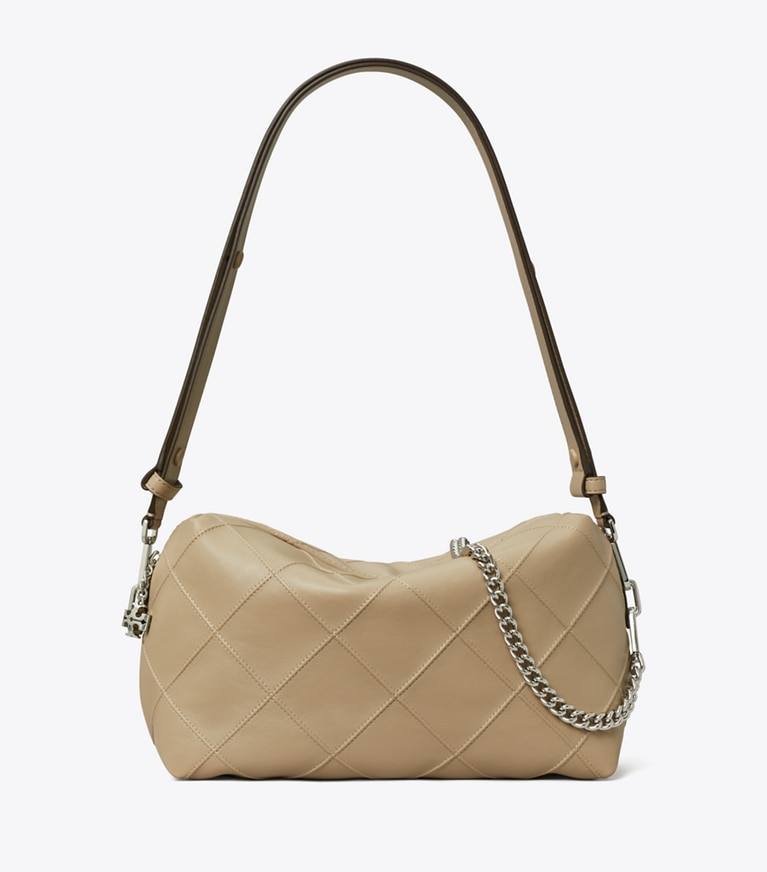 Tory Burch designer crossbody bags Große, weiche Fleming Crossbody Bag in Soft Cement front