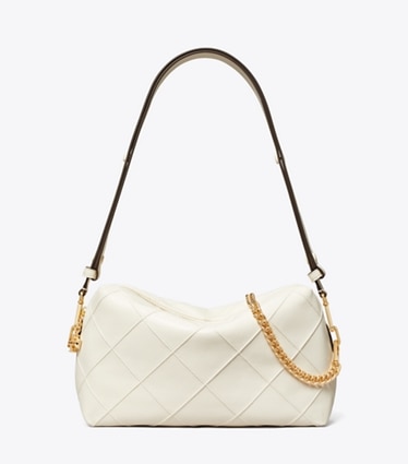Tory Burch designer crossbody bags Große, weiche Fleming Crossbody Bag in Light Cream front