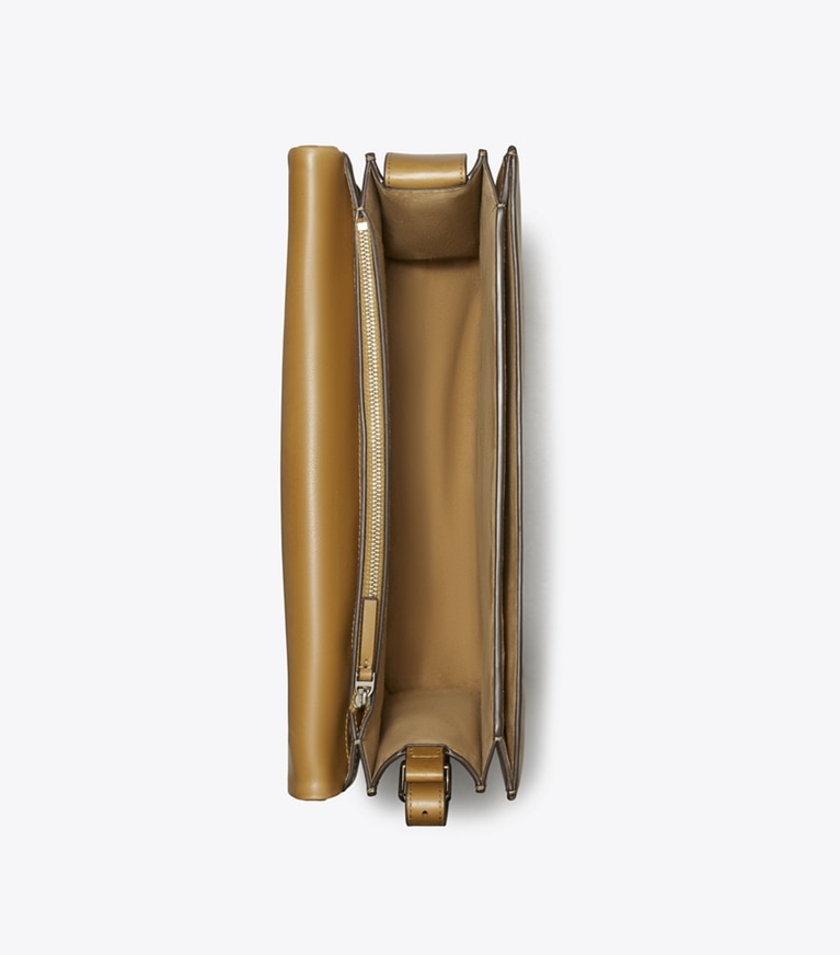 Tory Burch designer schultertaschen Große Charlie Schultertasche in WREN BROWN angle