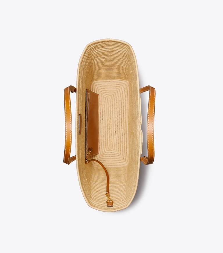 Tory Burch designer tote bags Große Ella Tote aus strukturiertem Stroh in Natural von oben