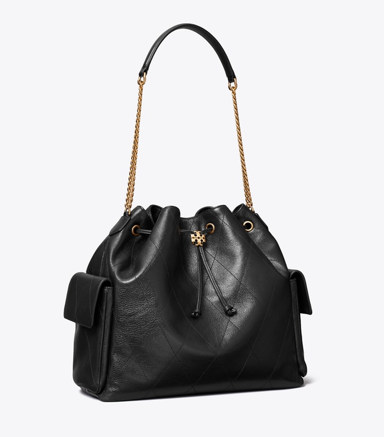 Tory Burch designer schultertaschen Große gesteppte Charlie Schultertasche mit Tunnelzug in Black angle