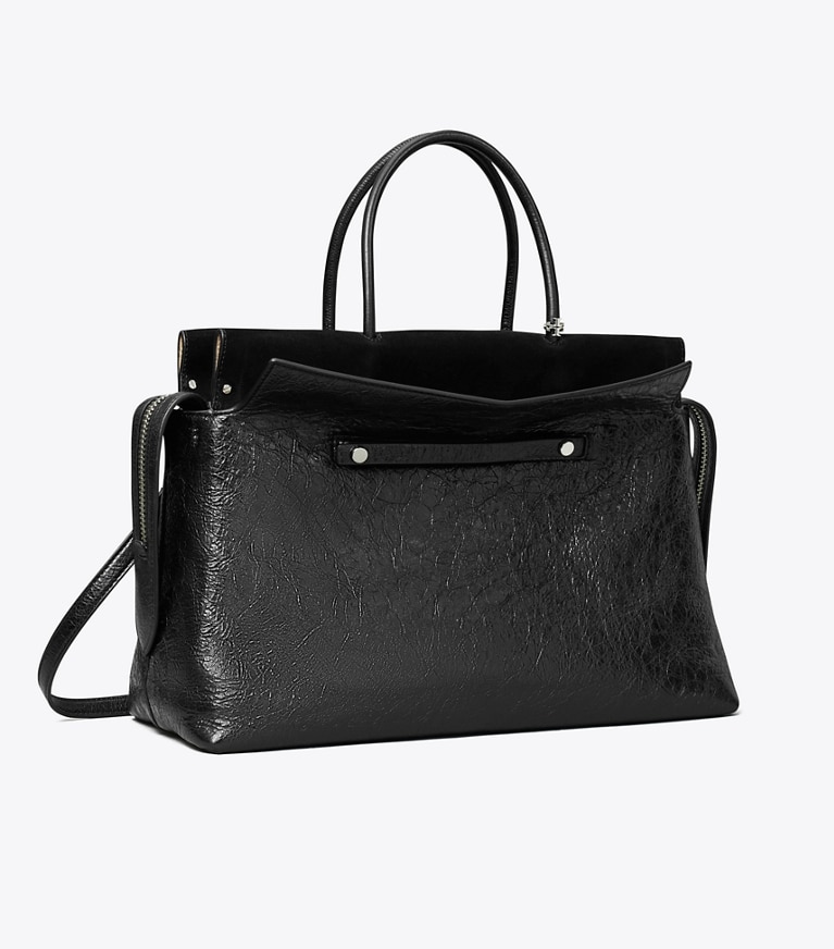 Tory Burch designer henkeltaschen Große Mercer Henkeltasche in Used-Optik in Black angle