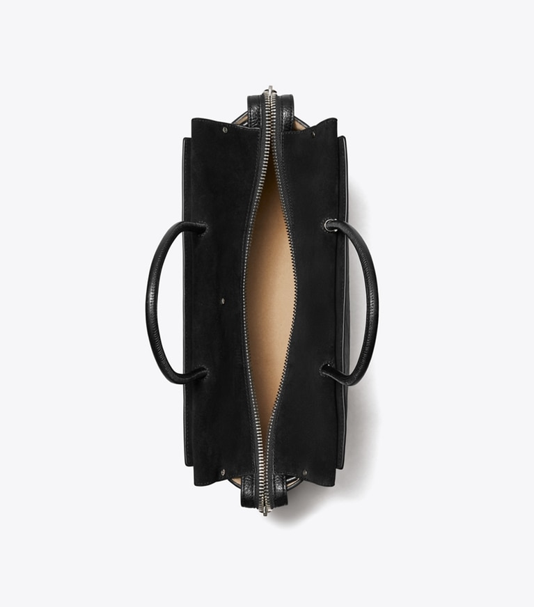 Tory Burch designer henkeltaschen Große Mercer Henkeltasche in Used-Optik in Black angle