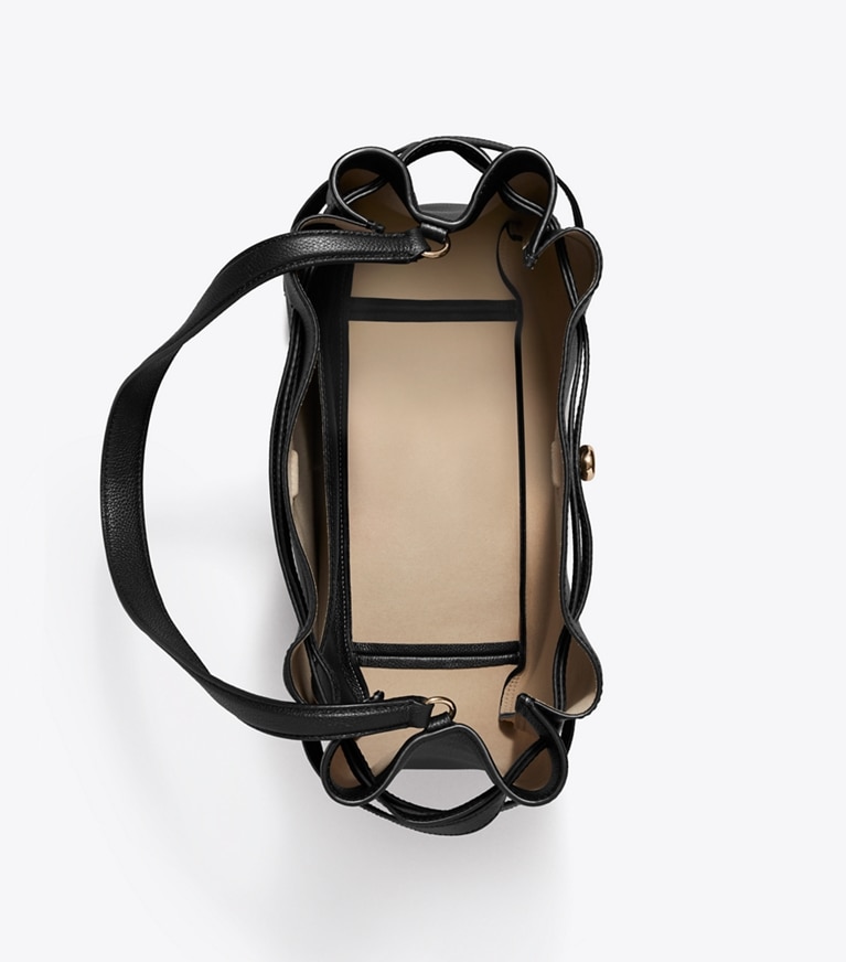 Tory Burch designer schultertaschen Große Romy Bucket Bag in Black angle