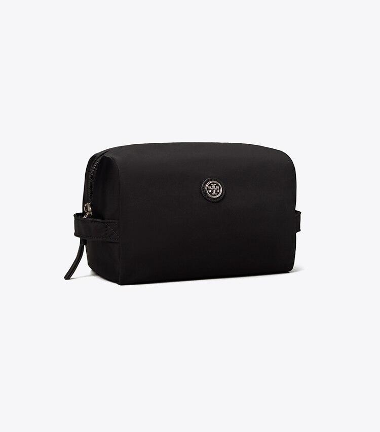 Tory Burch designer kosmetiktaschen Großes Kosmetiketui aus Nylon in Black angle