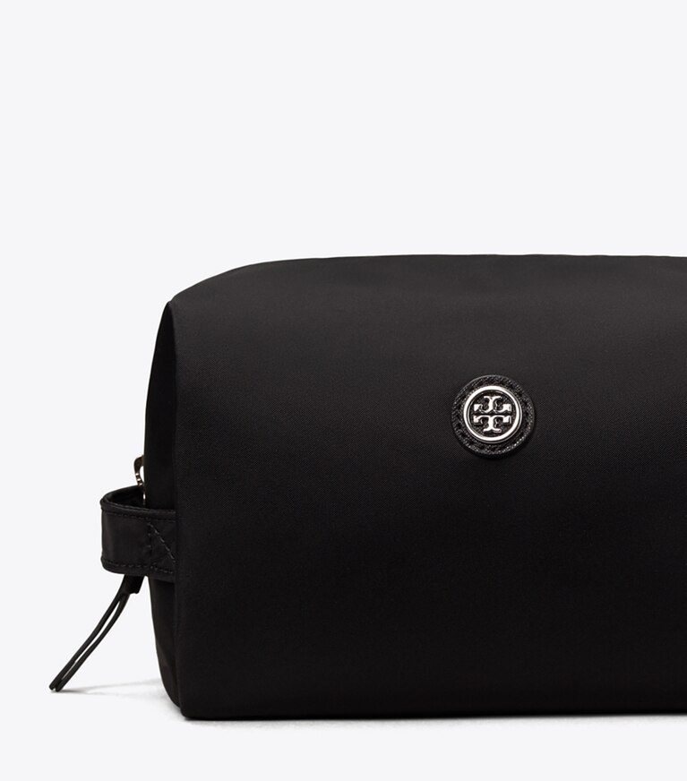 Tory Burch designer kosmetiktaschen Großes Kosmetiketui aus Nylon in Black angle