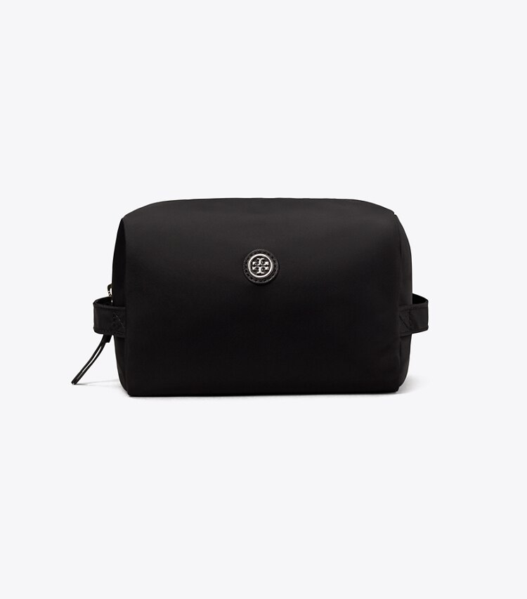 Tory Burch designer kosmetiktaschen Großes Kosmetiketui aus Nylon in Black front