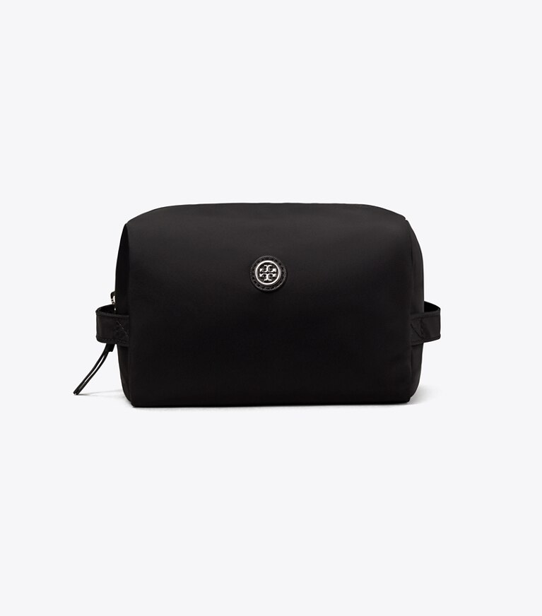 Tory Burch designer kosmetiktaschen Großes Kosmetiketui aus Nylon in Black angle