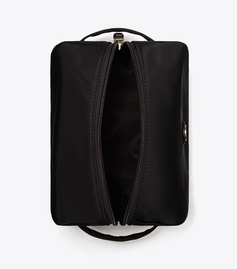Tory Burch designer kosmetiktaschen Großes Kosmetiketui aus Nylon in Black angle