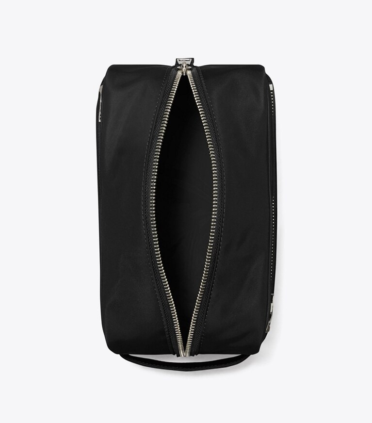 Tory Burch designer kosmetiktaschen Großes Kosmetiketui mit Twist-Effekt in Black von oben