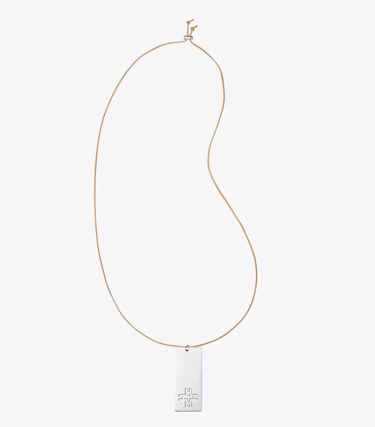 Tory Burch designer necklaces H Dog Tag Necklace in TORY SILVER front