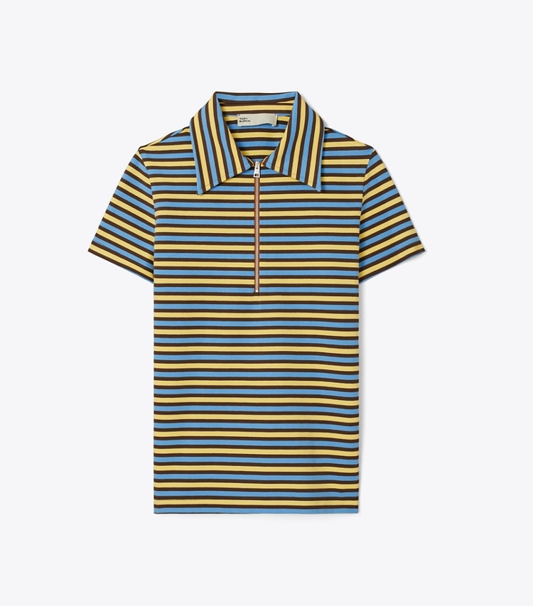 Tory Sport designer tops Half-Zip Polo in Horizon Stripe front