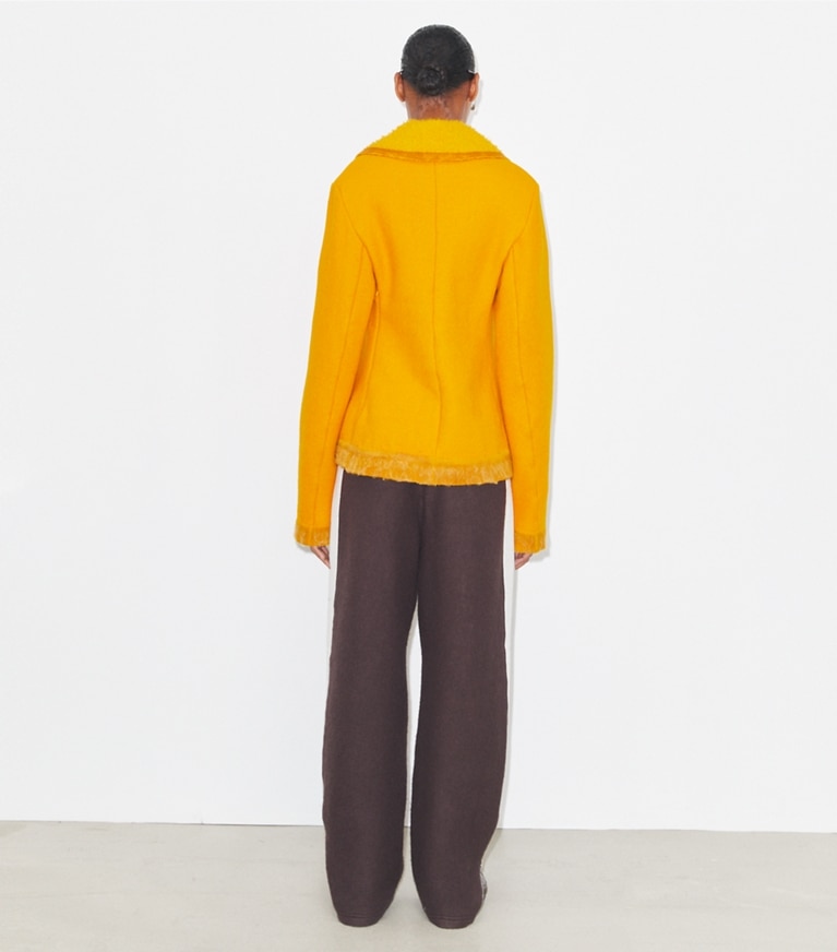 Tory Burch designer tops Half-Zip Wool Sweatshirt in Winter Sun front