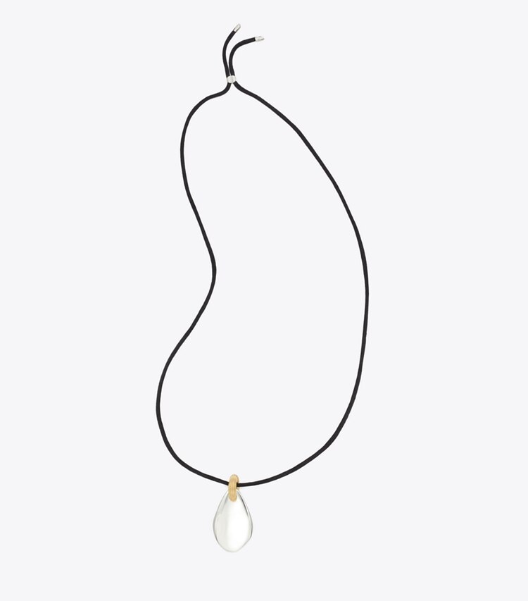Tory Burch designer halsketten Halskette mit gepierctem Anhänger in Light Silver front