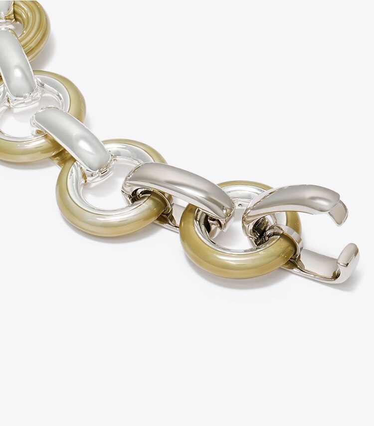 Tory Burch designer halsketten Halskette mit Piercingdetail in Light Silver / Multi detail