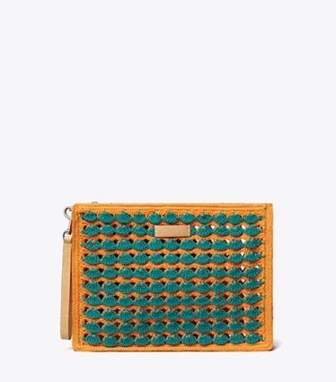 Tory Burch designer coin purses Hand-Crocheted Pouch in Multi front