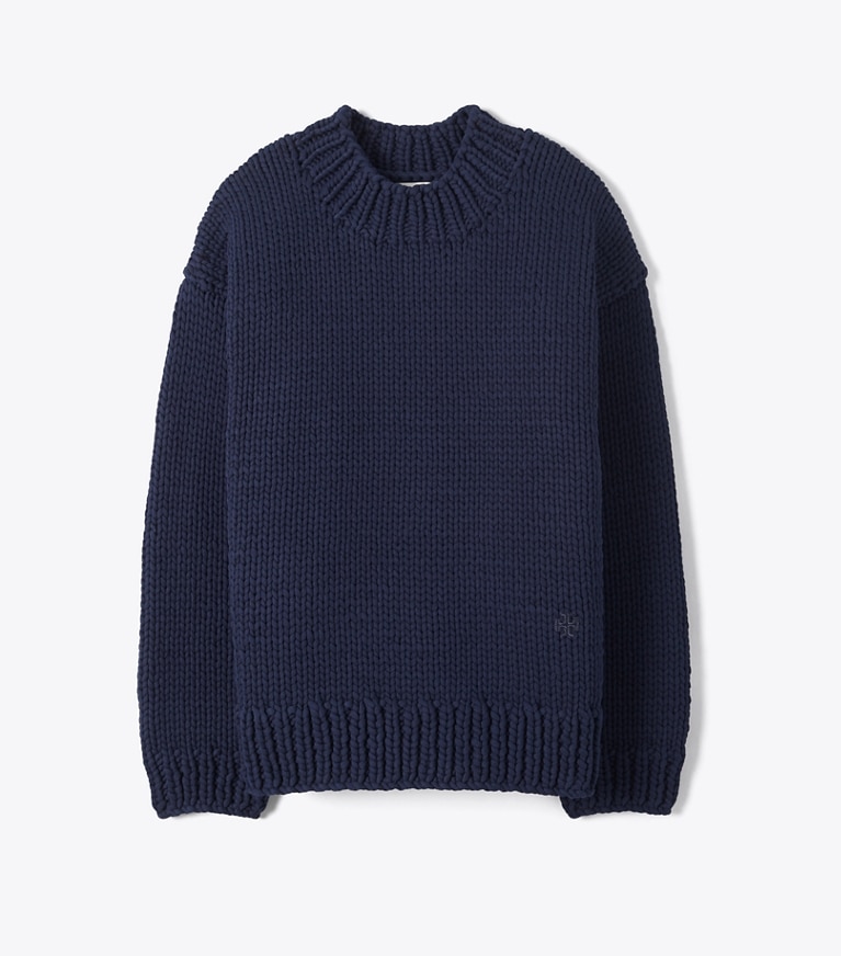Tory Sport designer sweaters Hand-Knit Sweater in Tory Navy front