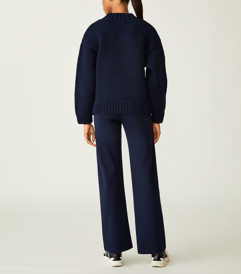 Tory Sport designer sweaters Hand-Knit Sweater in Tory Navy front