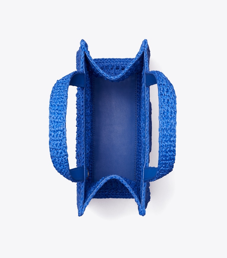 Tory Burch designer tote bags Handgehäkelte Ella Mini Tote Bag in Evening Blue angle