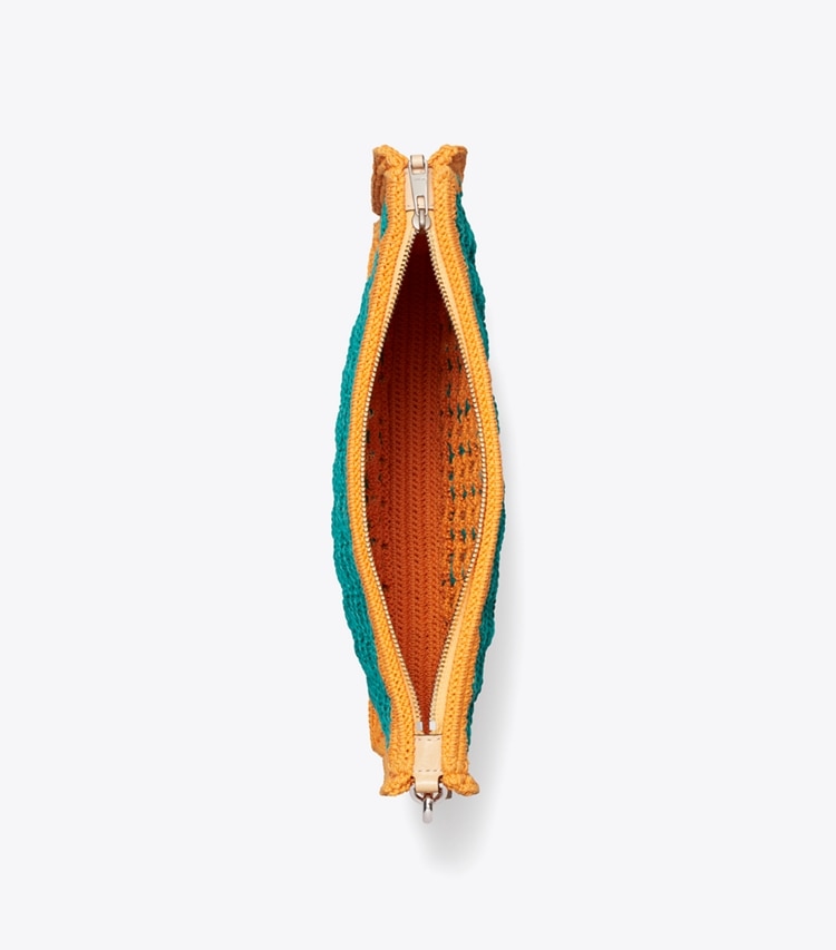 Tory Burch designer portemonnais Handgehäkelte Pouch in Multi von oben