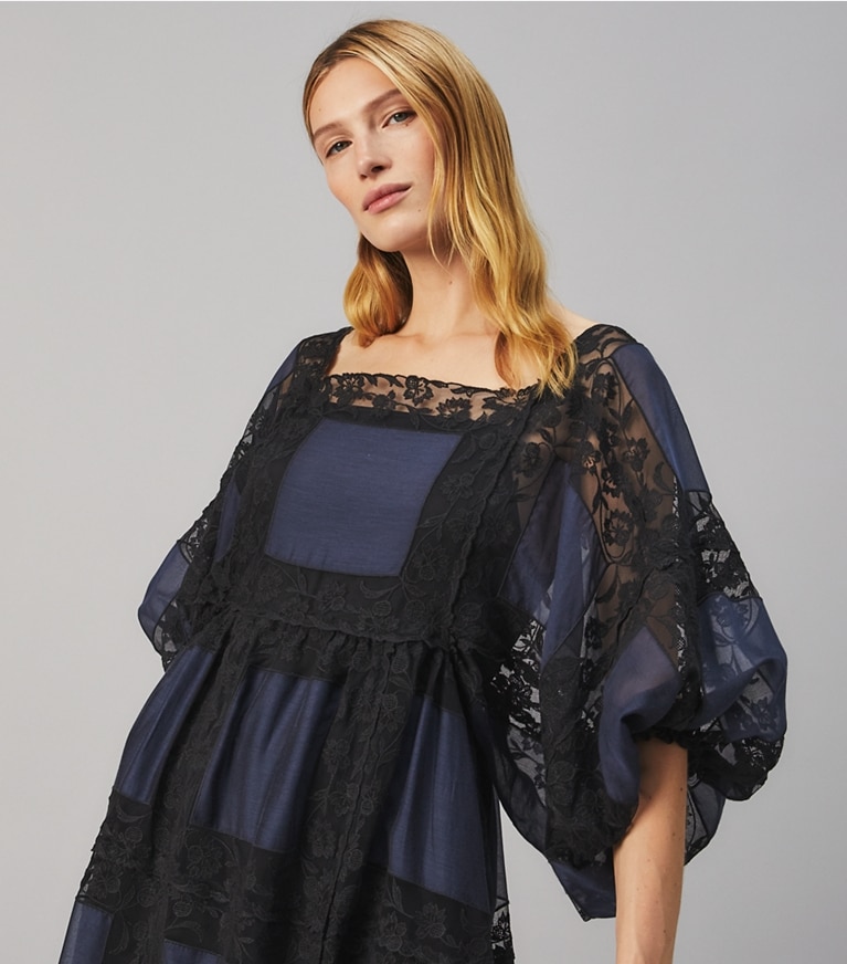 Tory Burch designer dresses Handkerchief Long Dress in Black front