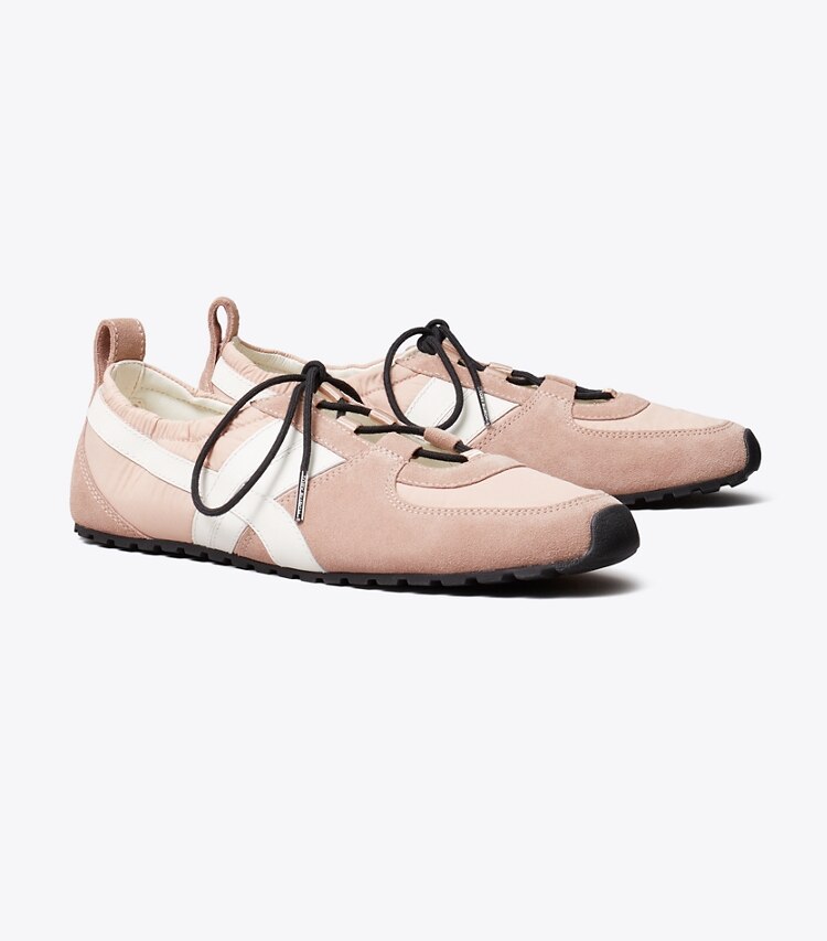 Tory Burch designer sneakers Hank Ballerina-Sneaker in DUSTY ROSE / MALVA / CREAM angle