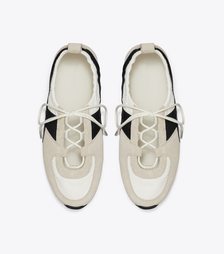 Tory Burch designer sneakers Hank Ballerina-Sneaker in CREAM / PERFECT BLACK / CREAM von oben
