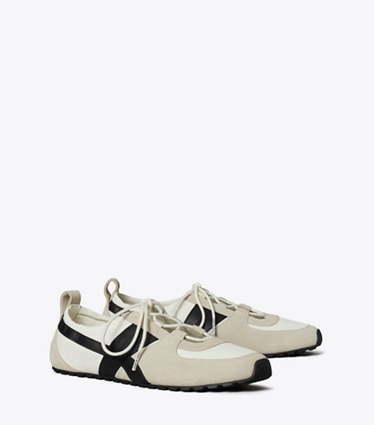 Tory Burch designer sneakers Hank Ballet Sneaker in CREAM / PERFECT BLACK / CREAM angle