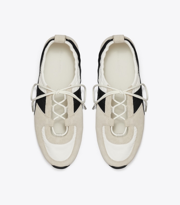 Tory Burch designer sneakers Hank Ballet Sneaker in CREAM / PERFECT BLACK / CREAM overhead