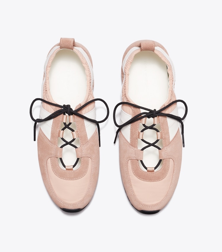 Tory Burch designer スニーカー ハンク バレエ スニーカー in DUSTY ROSE / MALVA / CREAM オーバーヘッド