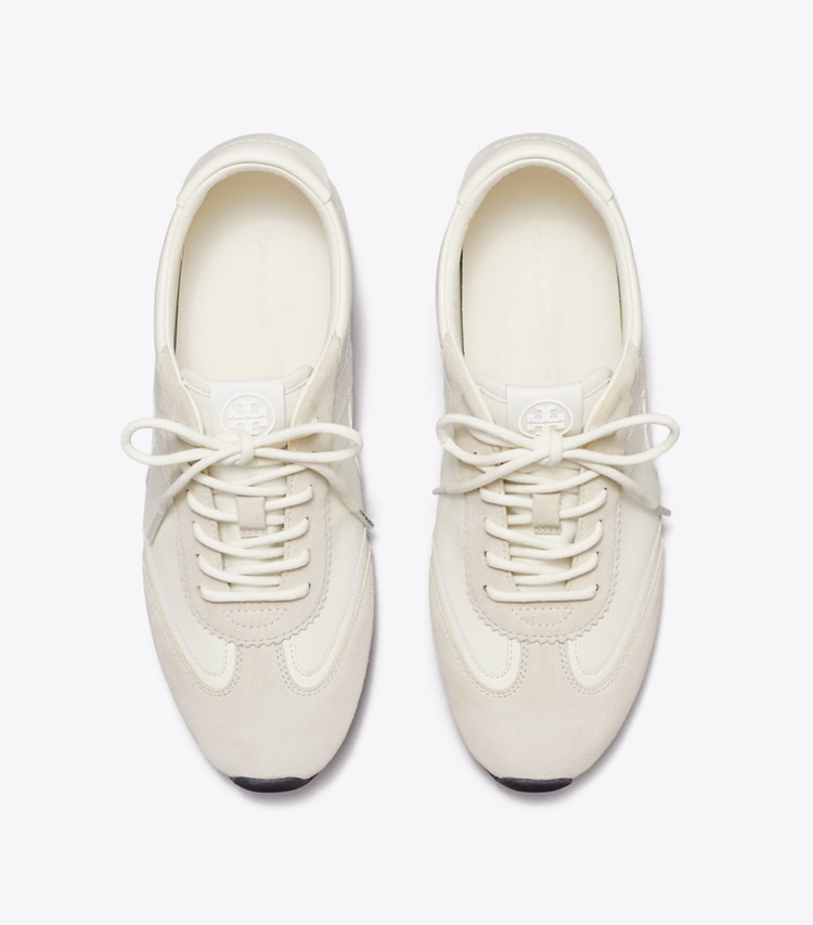 Tory Burch designer sneakers Hank Field Sneaker in CREAM / CREAM / CALCARE overhead