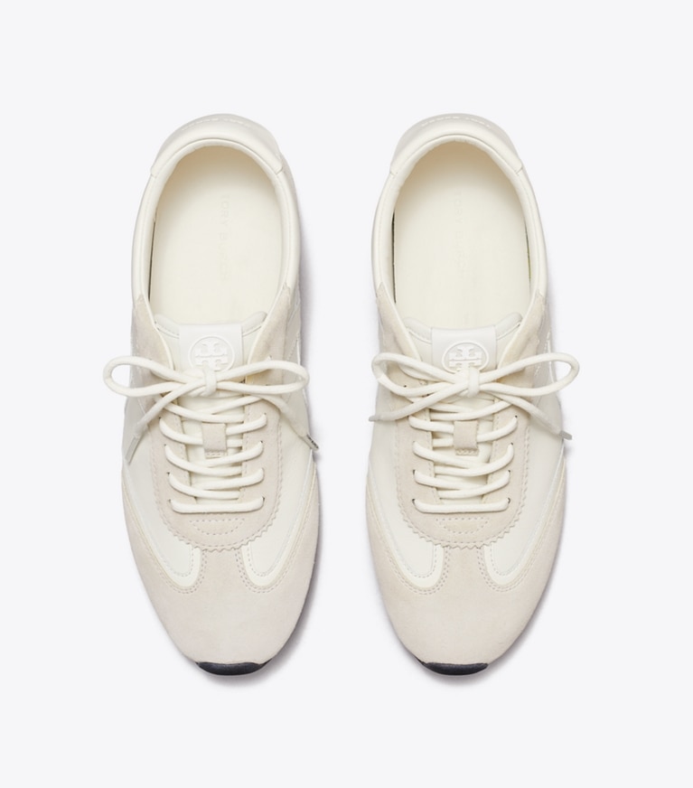 Tory Burch designer sneakers Hank Field Sneaker in CREAM / CREAM / CALCARE overhead